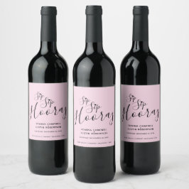 Sip Hooray bruiloft roze zwarte hart Wijn Label Etiket