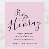 Sip Hooray bruiloft roze zwarte hart Wijn Label Etiket (Enkel label)