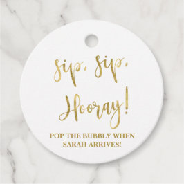 Sip Hooray, Champagne Baby shower Labels