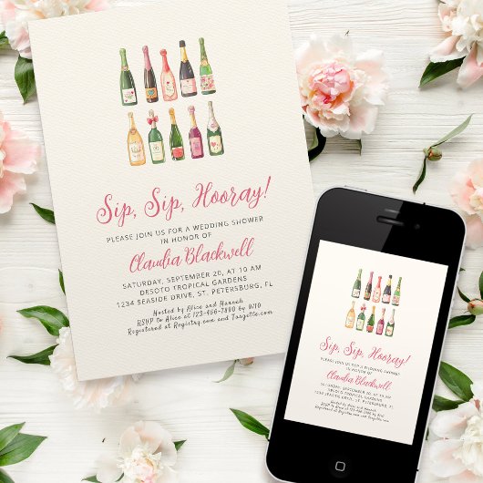 Sip Hooray Champagneflessen Vrijgezellenfeest Kaart