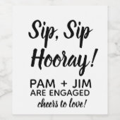 Sip Hooray Custom Wijn Label. Verlovingsfeest Wijn Etiket (Enkel label)