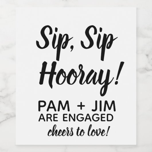 Sip Hooray Custom Wijn Label. Verlovingsfeest Wijn Etiket (Enkel label)