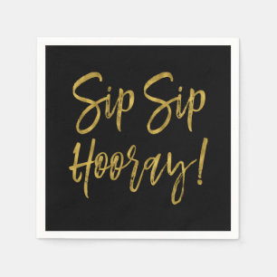 Sip Hooray Faux Gold Foil en zwarte servetten