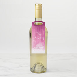 Sip hooray gepersonaliseerde bruiloft abstract roz flessenhanger