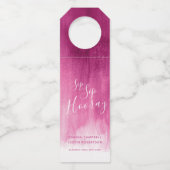 Sip hooray gepersonaliseerde bruiloft abstract roz flessenhanger (Voorkant)