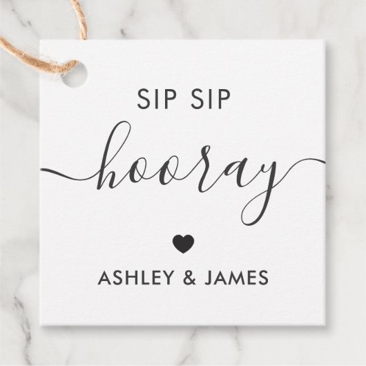 Sip Hooray Labels, Huwelijkscadeau Label, Kraft Bedankjes Labels (Voorkant)