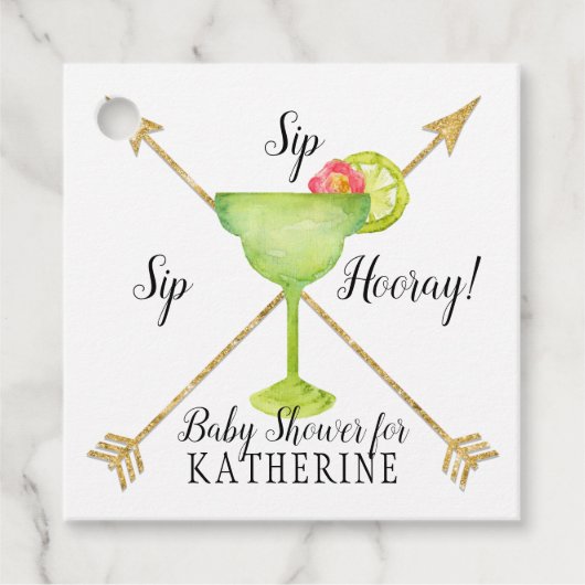 Sip Hooray Margarita Arrows Boy Baby shower Bedankjes Labels (Voorkant)