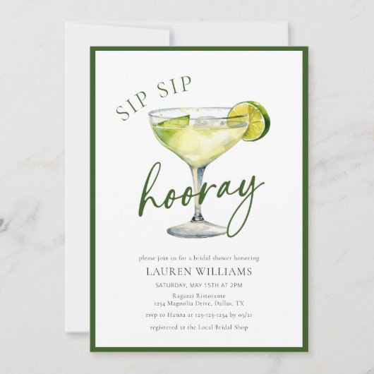 Sip Hooray Margarita Fiesta Vrijgezellenfeest Kaart (Voorkant)