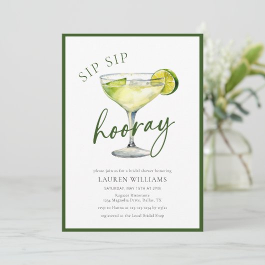 Sip Hooray Margarita Fiesta Vrijgezellenfeest Kaart (Staand voorkant)