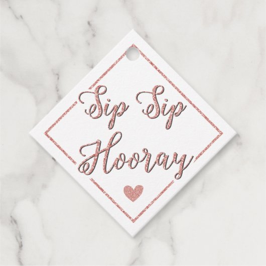 Sip Hooray Roos Goud Vrijgezellenfeesten wijnfles Bedankjes Labels (Voorkant)