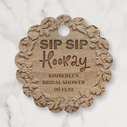 Sip Hooray - Rustiek Vrijgezellenfeest Bedankjes Labels (Voorkant)