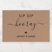 Sip Hooray Stickers, Huwelijkscadeau Label, Kraft Sparkling Wijnetiket (Enkel label)
