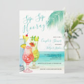 Sip Hooray Tropische Cocktails Couple's Douche Kaart (Staand voorkant)