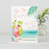 SIP Hooray Tropische Cocktails Vrijgezellenfeest Kaart (Staand voorkant)