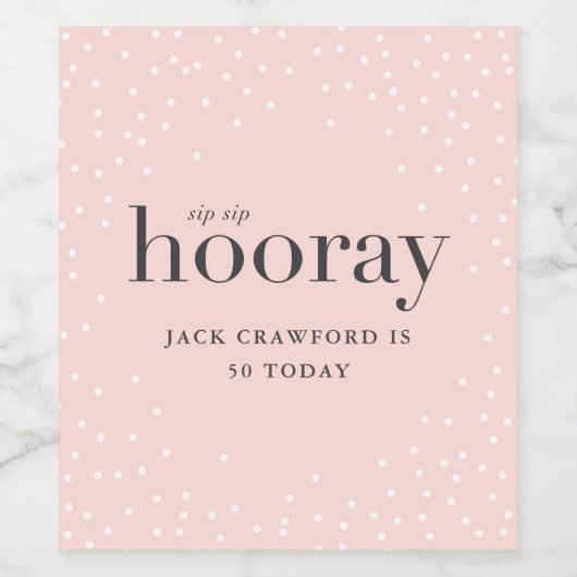 SIP Hooray Verjaardags Fles Label Wijn Etiket (Enkel label)