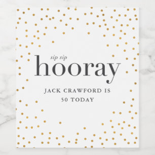 SIP Hooray Verjaardags Fles Label Wijn Etiket