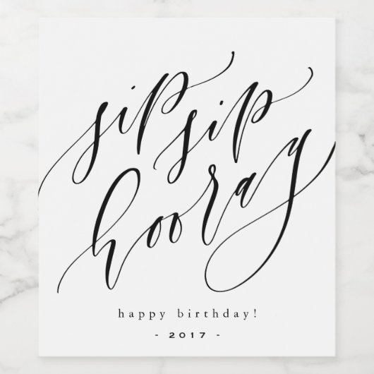 Sip Hooray -  Wijnflesetiket Wijn Etiket (Enkel label)