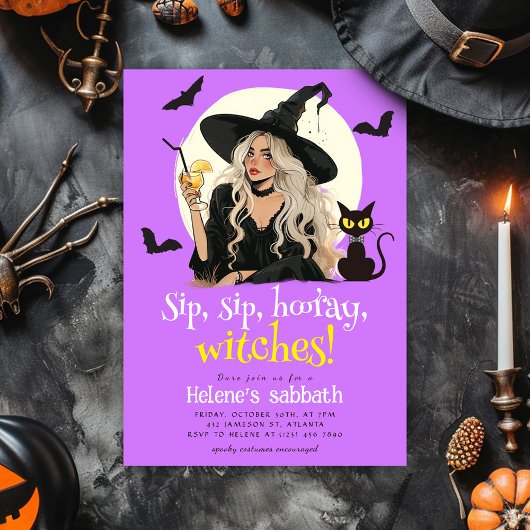 Sip Hooray Witches Volwassen Halloween feest Kaart