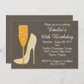 Sip in Style Wine Champagne Birthday-uitnodigingen Kaart (Voorkant / Achterkant)