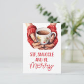 Sip, knuffel en wees vrolijk feestdagenkaart (Staand voorkant)