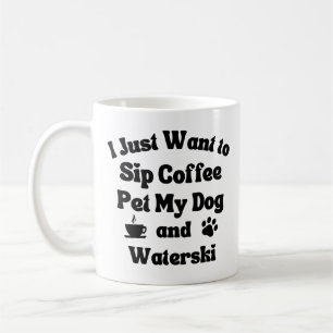 Sip-koffie, mijn hond en waterski. koffiemok