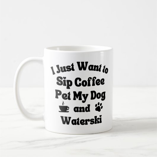 Sip-koffie, mijn hond en waterski. koffiemok (Links)