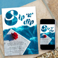 Sip n Dip Pool Party Groovy Typografie Zomer