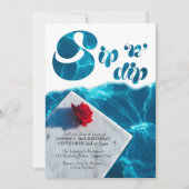 Sip n Dip Pool Party Groovy Typografie Zomer Kaart (Voorkant)