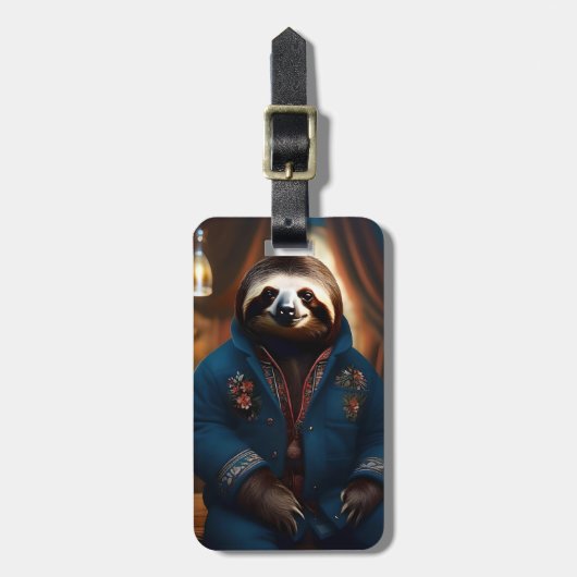 Sip 'n' Slow: de gezellige luiaard in een Drink ja Bagagelabel (Voorkant verticaal)