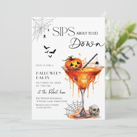 Sip op weg naar Halloween Kaart (Staand voorkant)