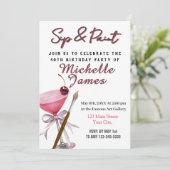 Sip & Paint Art 40e verjaardag uitnodiging (Staand voorkant)