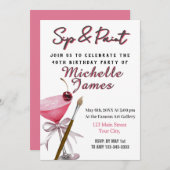 Sip & Paint Art 40e verjaardag uitnodiging (Voorkant / Achterkant)