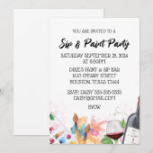 Sip & Paint Lichte Achtergrond Uitnodiging (Voorkant / Achterkant)