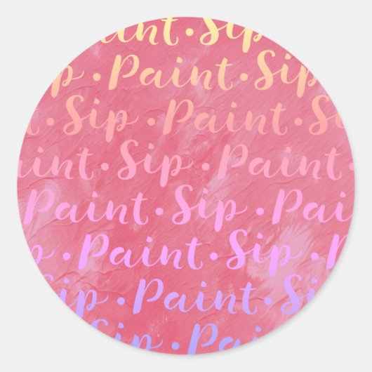 Sip & Paint Ronde Sticker (Voorkant)