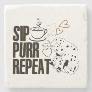 Sip, purr, repeat.w stenen onderzetter