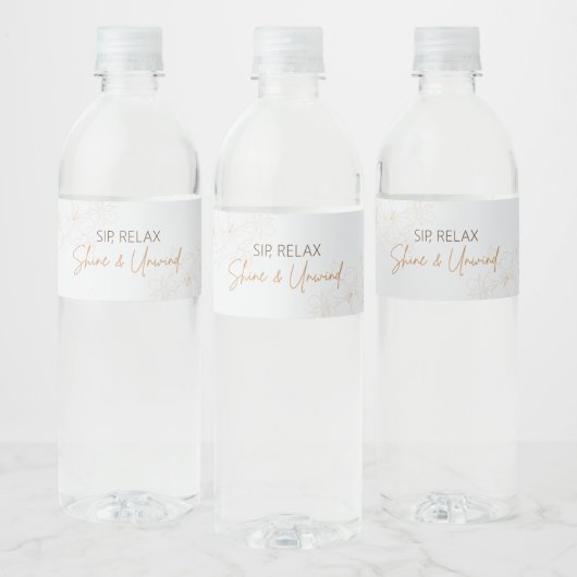 Sip, Relax, Shine & Unwind Water fles labels Waterfles Etiket (Flessen)