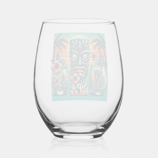 Sip & Relax Tiki glaswerk Wijnglas Zonder Voet (Achterkant)