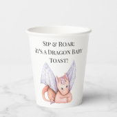 Sip & Roar: Het is een Dragon Baby Toast! Papieren Bekers (Achterkant)