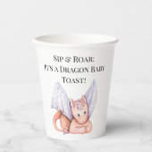 Sip & Roar: Het is een Dragon Baby Toast! Papieren Bekers (Voorkant)
