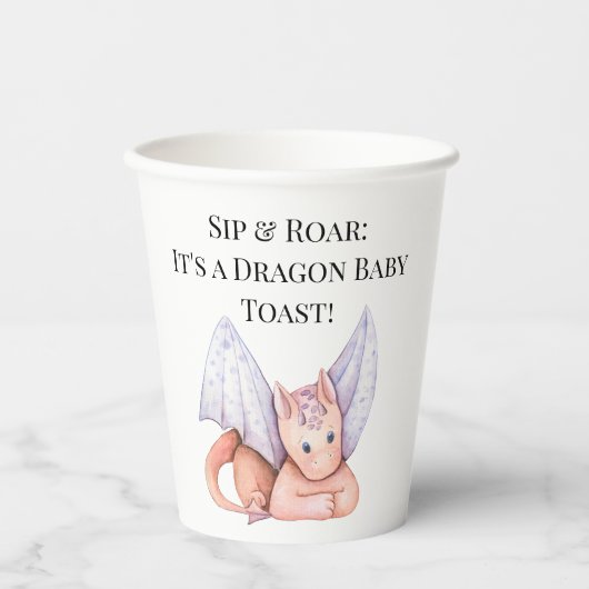 Sip & Roar: Het is een Dragon Baby Toast! Papieren Bekers (Voorkant)