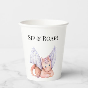 Sip & Roar: Het is een Dragon Baby Toast! Papieren Bekers