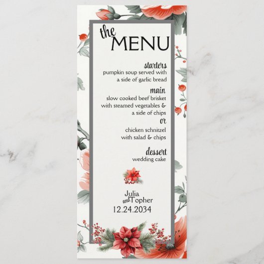 Sip, Savor en Sparkle: uw kerstbruiloft Menu (Voorkant)