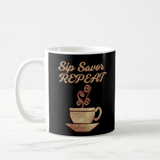 Sip Savor Repeat - Retro Koffie Liefhebber Gift Koffiemok (Links)