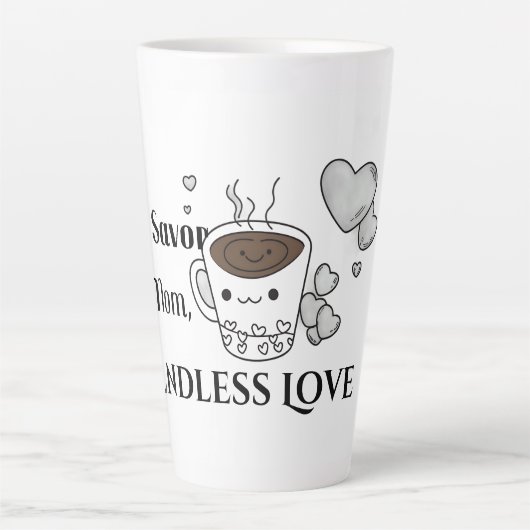 Sip Savour Love Mom Latte Mug Mok (Voorkant)