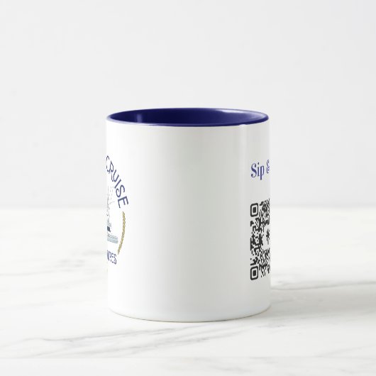 Sip & Sea Coffee Mug with QR Code Mok (Midden)