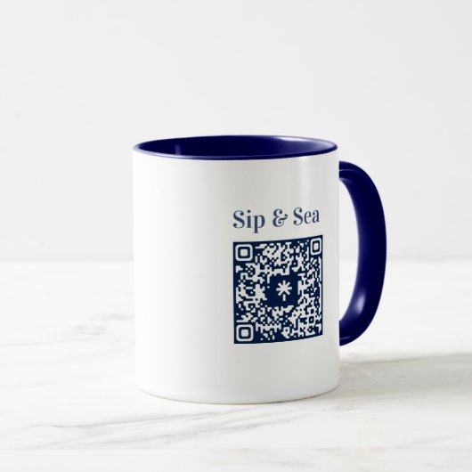 Sip & Sea Coffee Mug with QR Code Mok (Voorkant rechts)