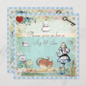Sip & See  Alice in Wonderland Baby shower Kaart (Voorkant / Achterkant)