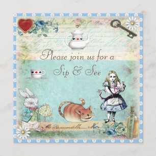 Sip & See  Alice in Wonderland Baby shower Kaart