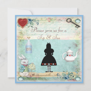 Sip & See  Alice in Wonderland Baby shower Kaart