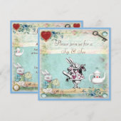 Sip & See Alice in Wonderland Baby shower Kaart (Voorkant / Achterkant)